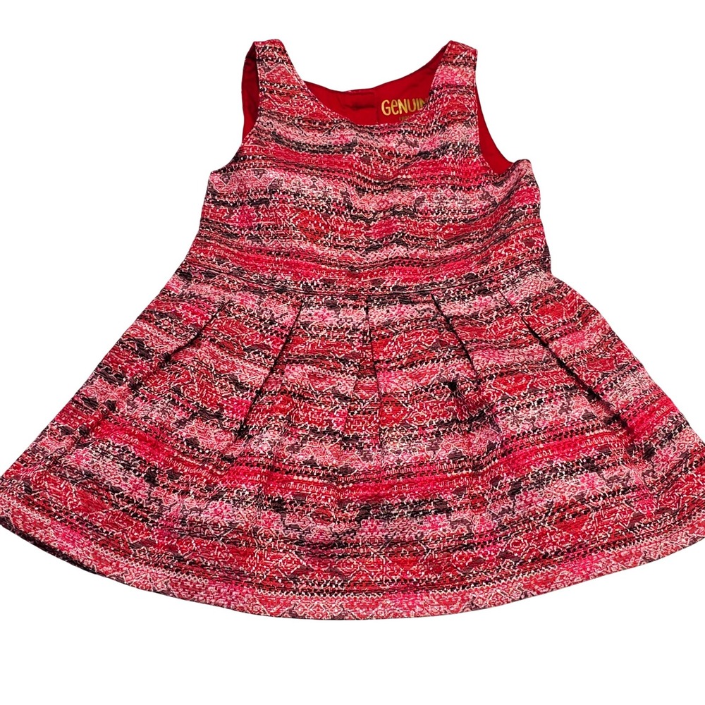 OshKosh B'gosh Genuine‎ Kids Girls Dress Red Pink Tribal Pattern Pleated 18M
